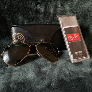 Ray Ban Aviator Classic Sunglasses Gold/Green
